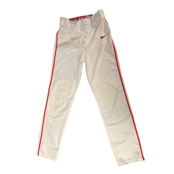 Nike Baseball Softball Pants Uniform White and Red Dri-fit Pockets Men's L - Picture 1 of 11